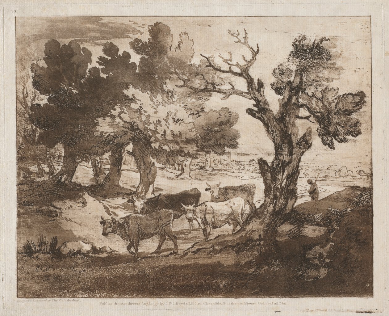 Paisagem arborizada com pastor e vacas de Thomas Gainsborough