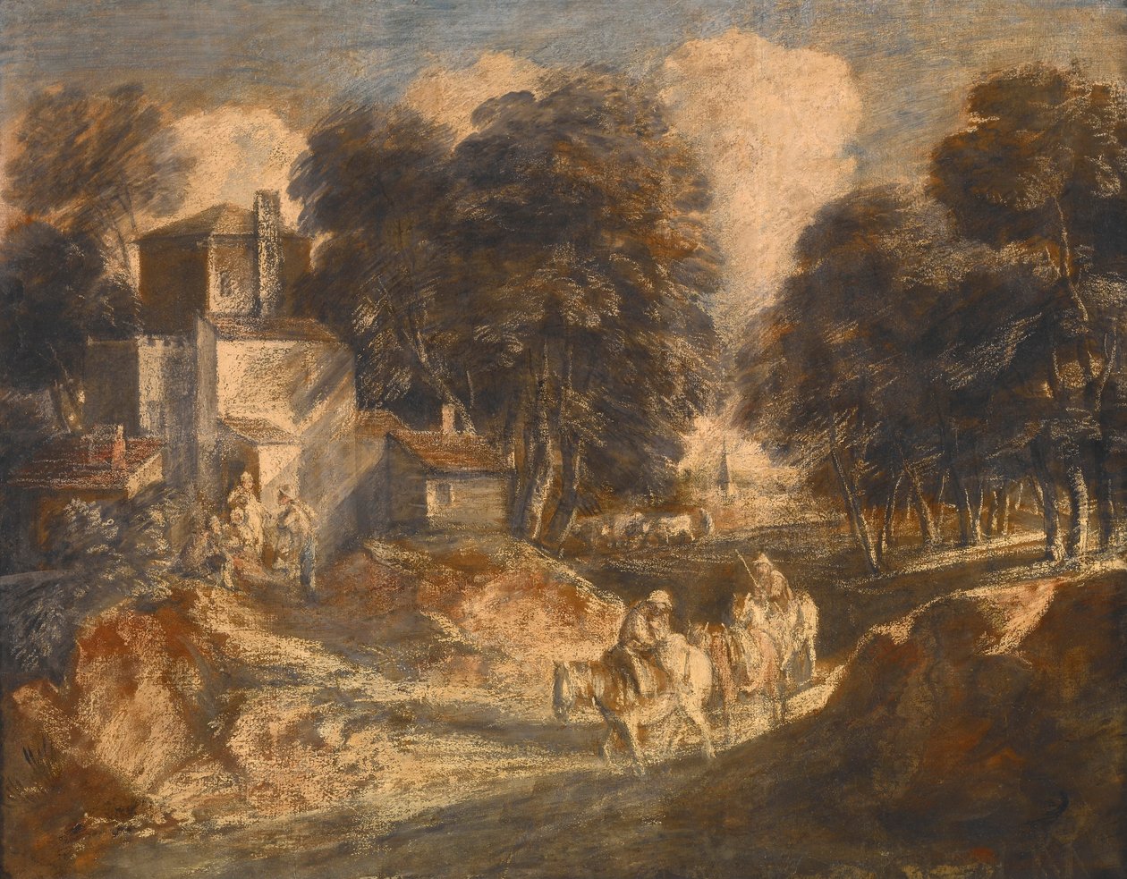 Waldlandschaft mit berittenen Bauern de Thomas Gainsborough