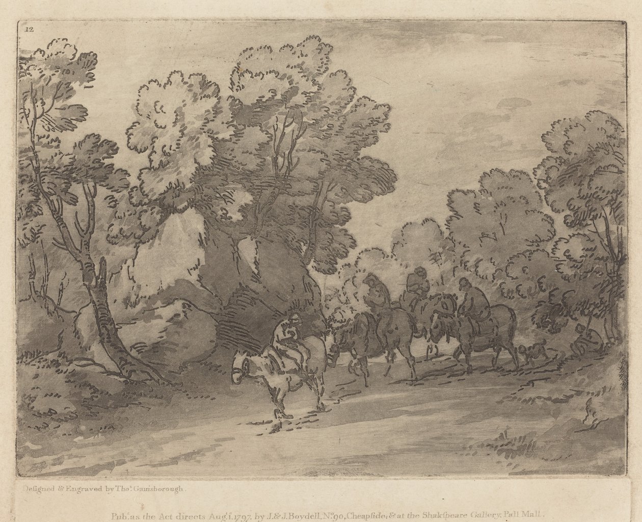 Paisagem arborizada com cavaleiros de Thomas Gainsborough