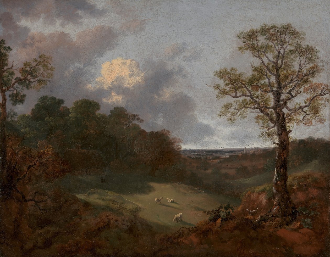 Paisagem arborizada com uma casa de campo e pastor de Thomas Gainsborough