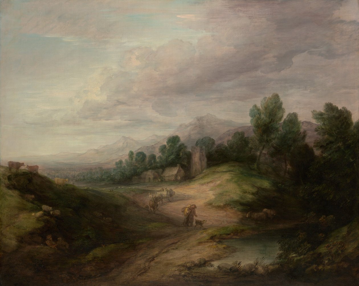 Paisagem arborizada do planalto, provavelmente 1783. de Thomas Gainsborough