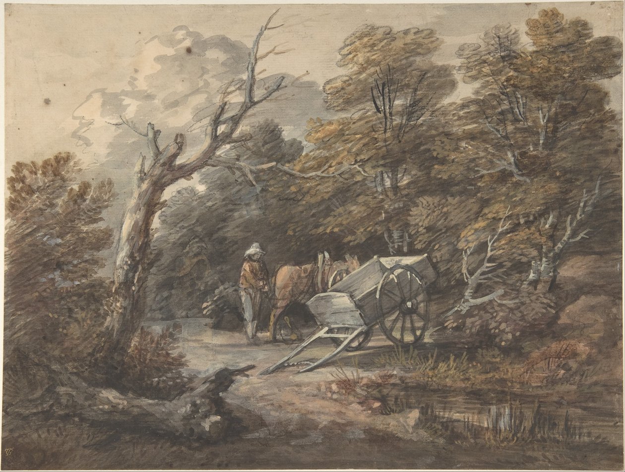 Cena de bosque com um camponês, um cavalo e uma carroça de Thomas Gainsborough