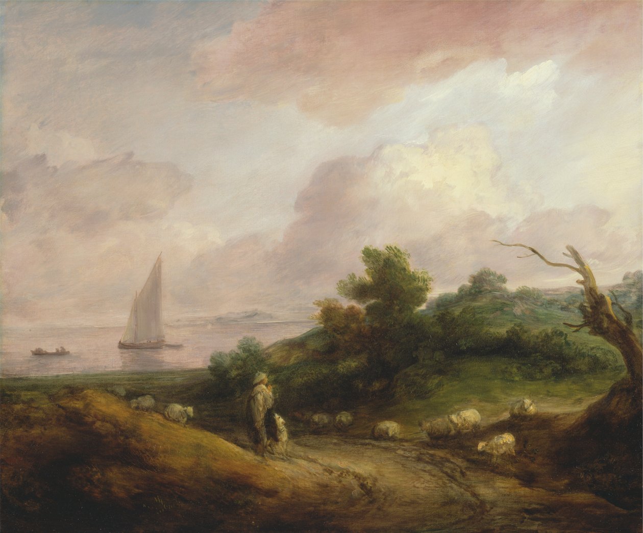 Paisagem Costeira com um Pastor e o seu Rebanho de Thomas Gainsborough RA