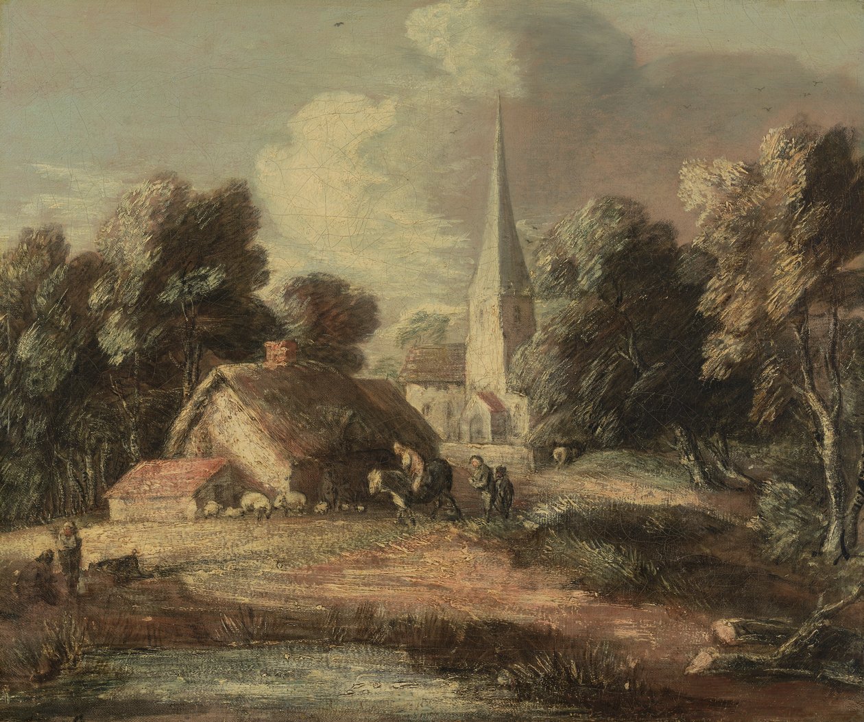 Paisagem com casa de campo e igreja de Thomas Gainsborough RA