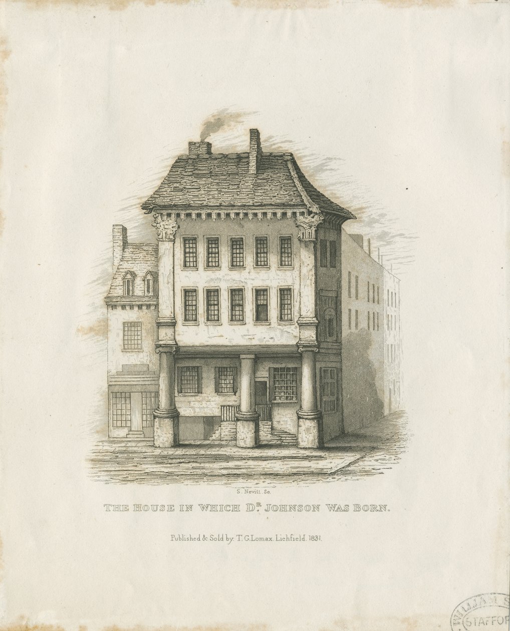 Lichfield - Local de nascimento do Dr. Johnson: gravura (vinheta), sd [c 1831] (impressão) de Thomas George Lomax