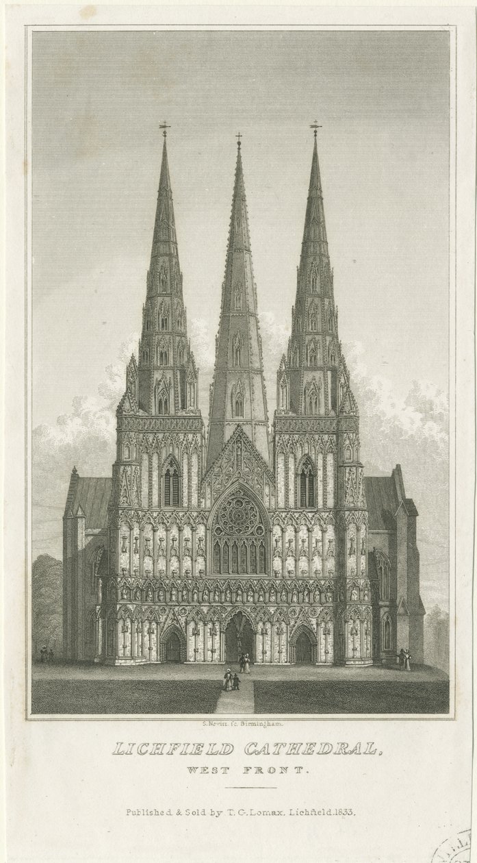 Catedral de Lichfield - Frente Oeste: gravura, nd [c 1833] (imprimir) de Thomas George Lomax