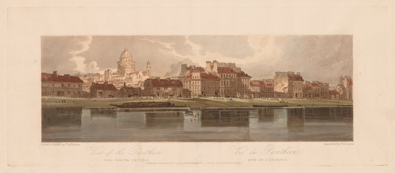 Uma seleção das vinte das vistas mais pitorescas de Paris: Vista do Panteão ..., 1803. de Thomas Girtin