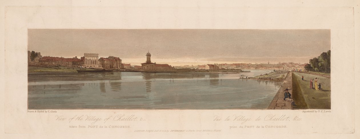 Uma seleção de vinte das vistas mais pitorescas de Paris: vista da vila de Chaillot, etc. de Thomas Girtin