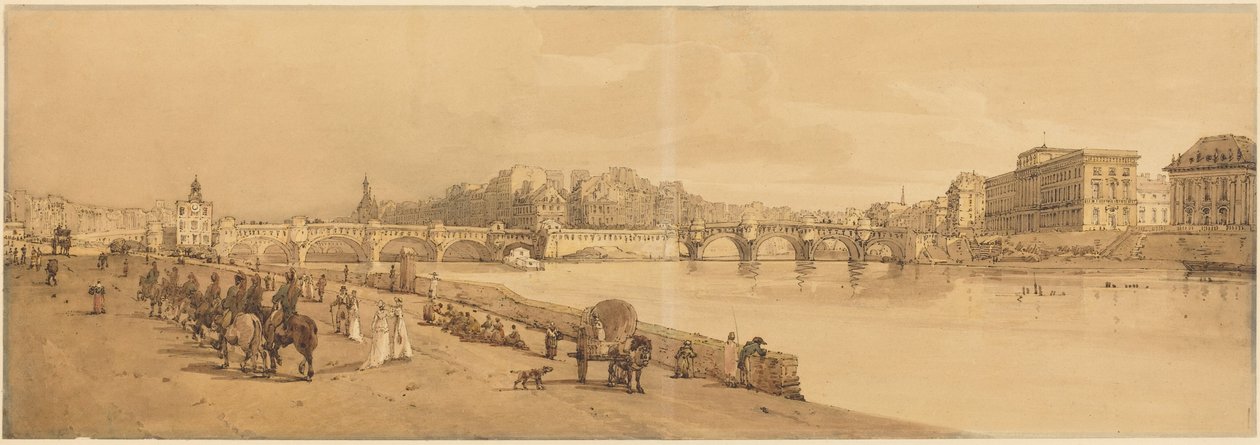 Vista da Pont Neuf, da Casa da Moeda, etc.: pl. 8 de Thomas Girtin