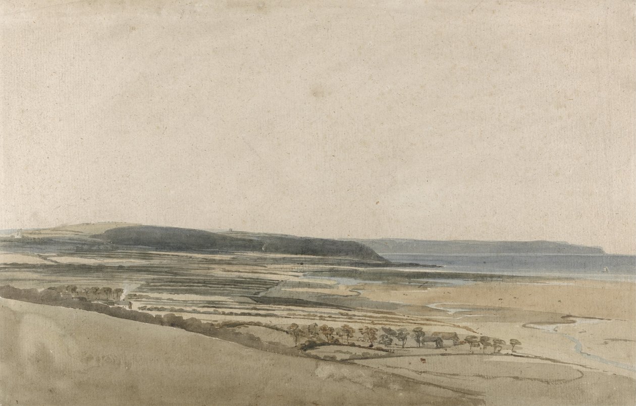 Estuário do rio Taw, Devon, c.1801 (aquarela sobre lápis sobre papel) de Thomas Girtin