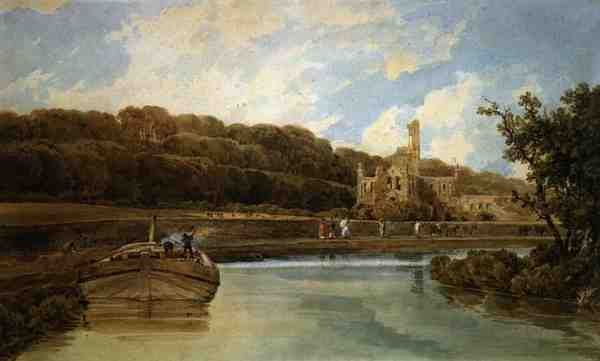 Kirkstall Abbey, Yorkshire (aguarela sobre papel) de Thomas Girtin