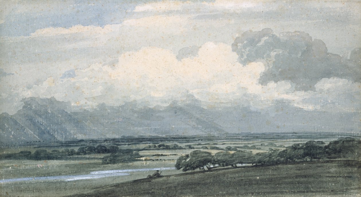 Paisagem com céu tempestuoso, c.1800 (aguarela e aguarela sobre papel) de Thomas Girtin