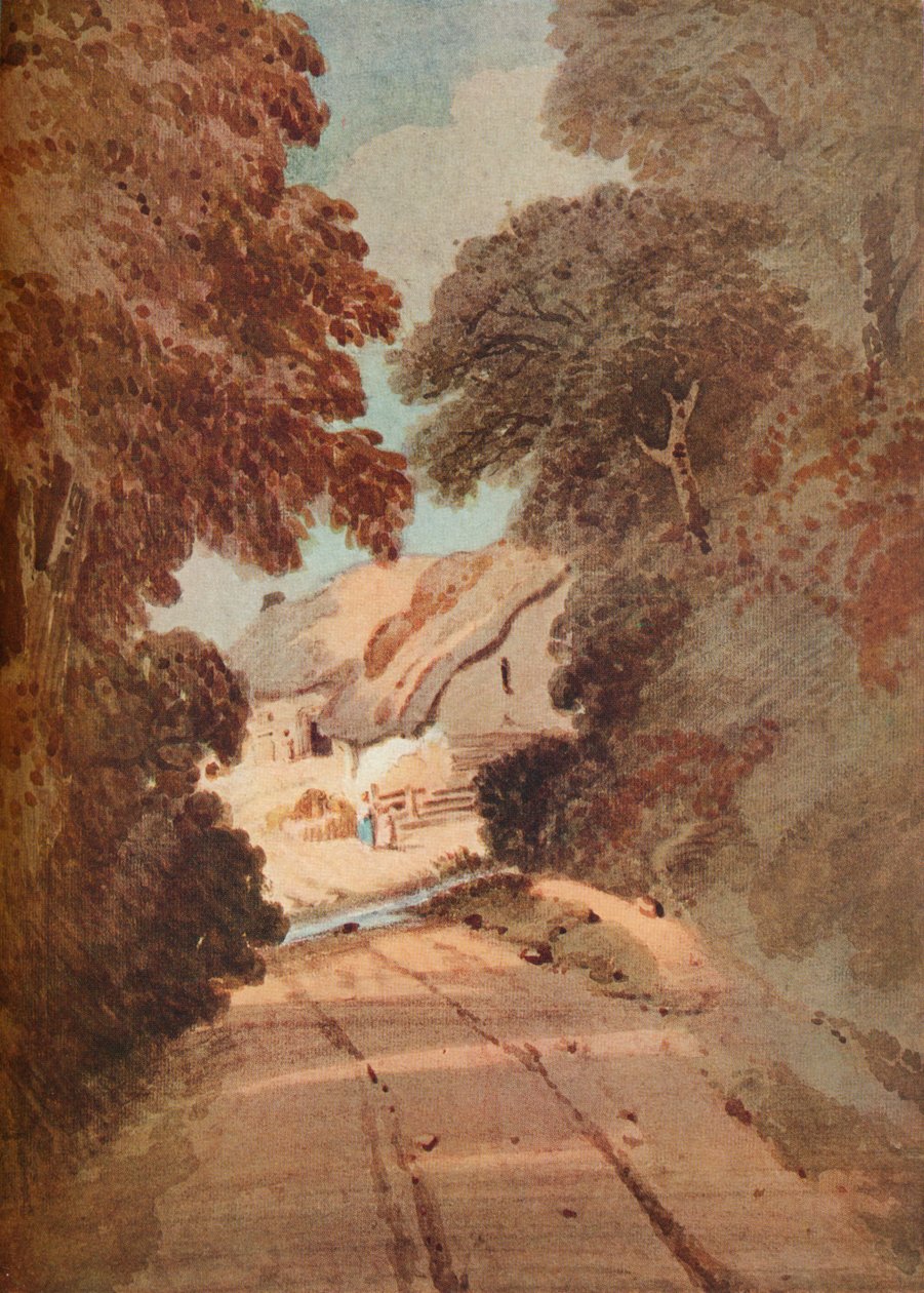 Pista e chalés, c1800 de Thomas Girtin
