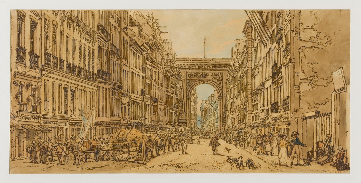 O Faubourg e a Porta de Saint-Denis, 1801-1802. 10.º e 12.º distritos de Thomas Girtin