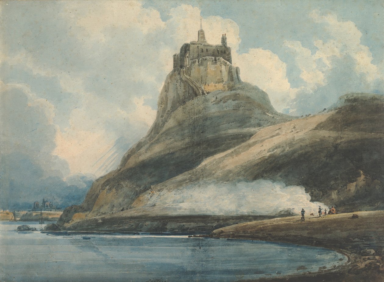 Castelo de Lindisfarne, Ilha Sagrada, Northumberland, 1796-97. de Thomas Girtin
