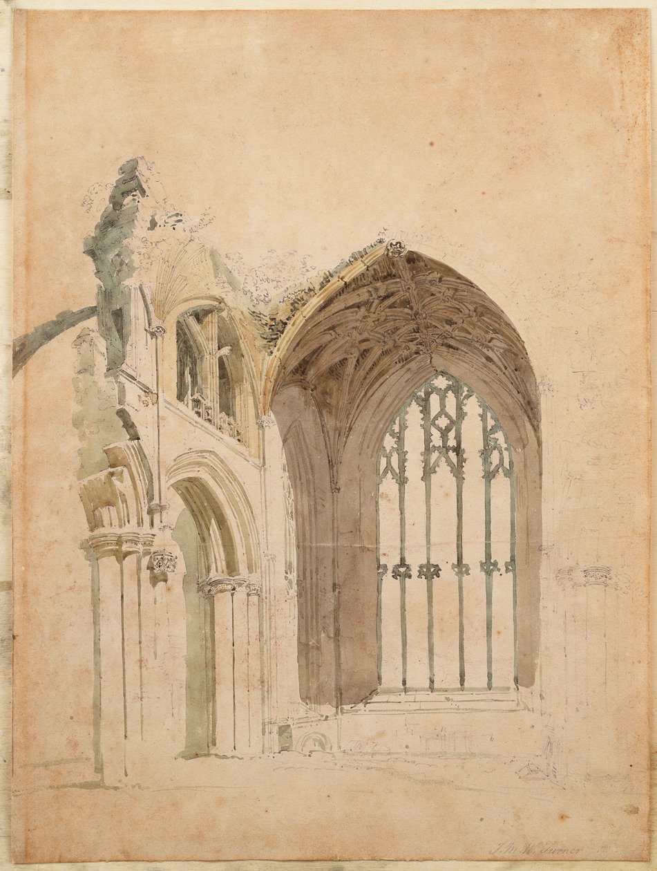 Abadia de Melrose: A Janela do Leste, c.1770s de Thomas Girtin