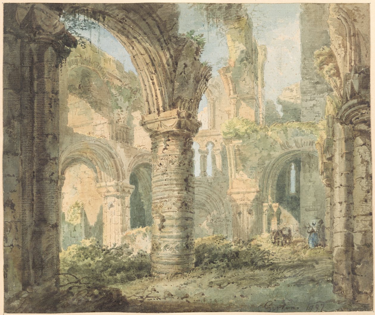 St. Holy Cuthbert&39;s Island, 1797 (wc sobre lápis em papel texturizado) de Thomas Girtin