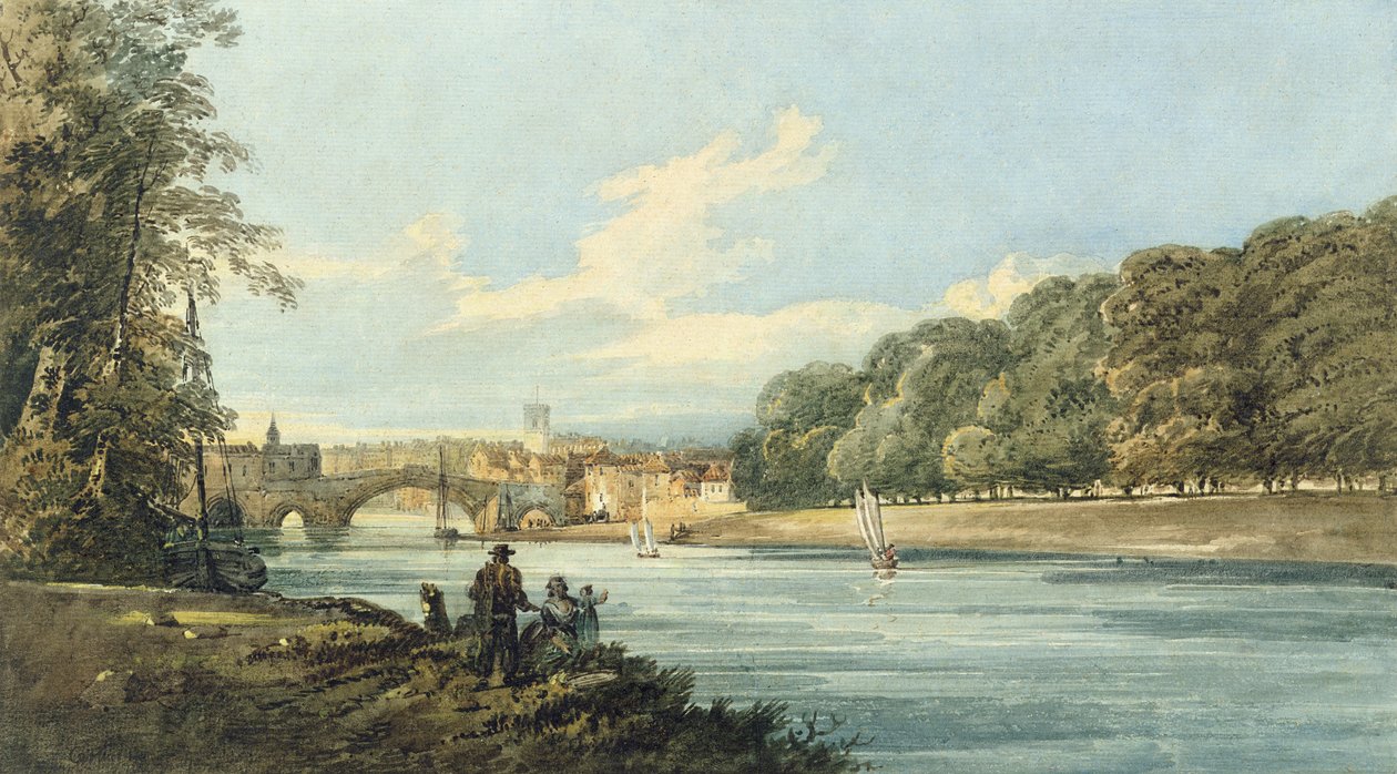 The New Walk, York, c.1798 (lápis e aquarela sobre papel) de Thomas Girtin