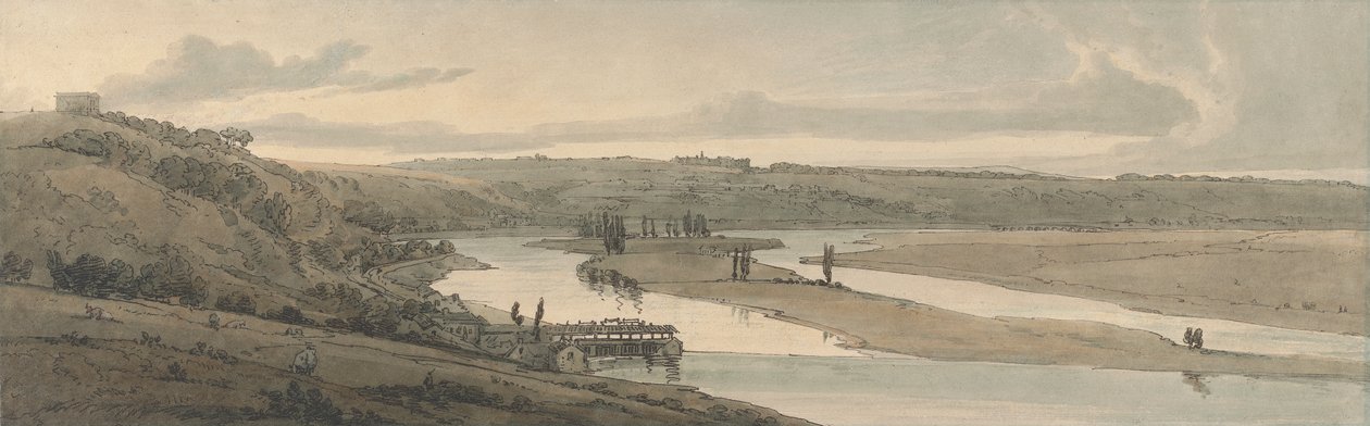 A fábrica de água em Marly e St. Germain-en-Laye Vista à Distância de Thomas Girtin