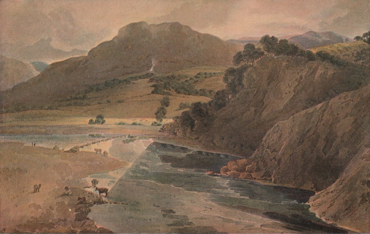 Os trampolins no Wharfe, acima da Abadia de Bolton, Yorkshire, 1801 de Thomas Girtin