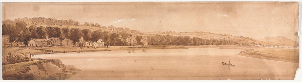 Vinte Vistas de Paris e arredores: Vista de São Nuvem e Monte Calvário tirada de Pont de Sêve de Thomas Girtin