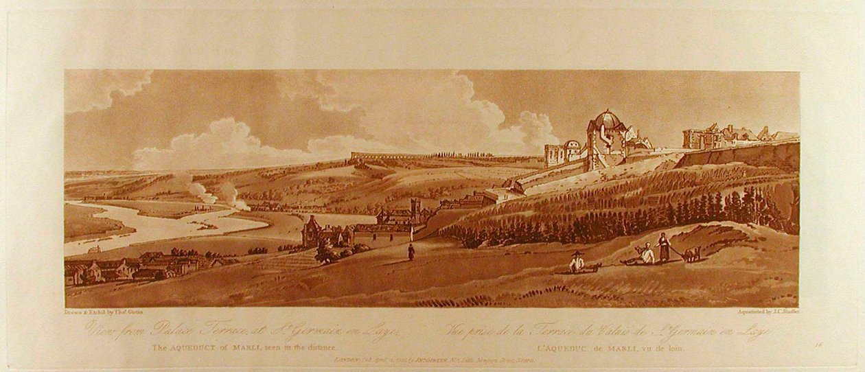 Blick von der Palastterrasse in St. Germain, das Aquädukt von Marli in der Ferne de Thomas Girtin