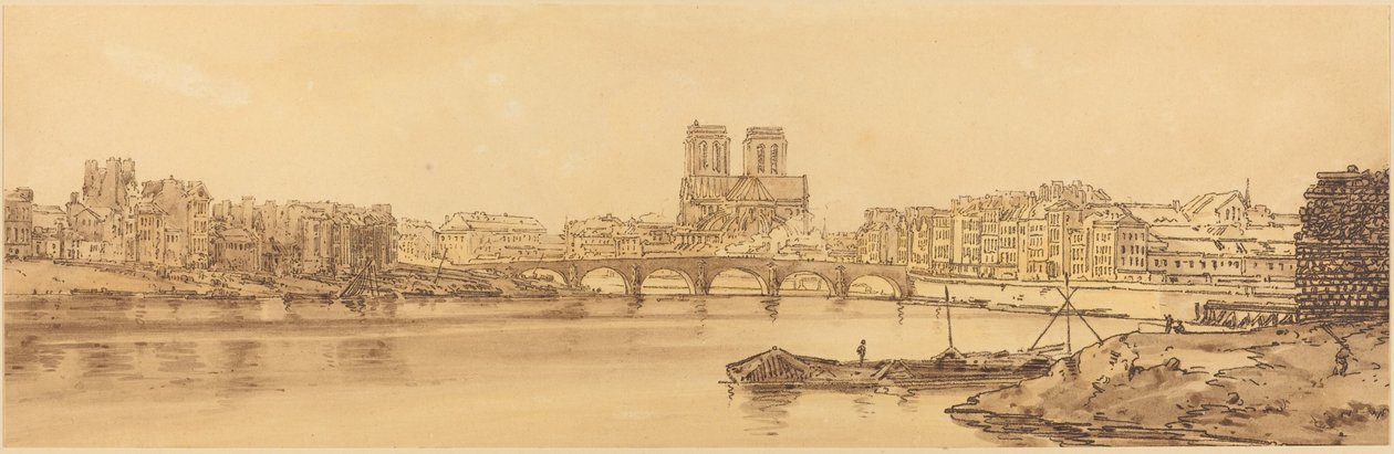 Vista da Pont de la Tournelle e Notre Dame tirada do Arsnel: pl.11 de Thomas Girtin