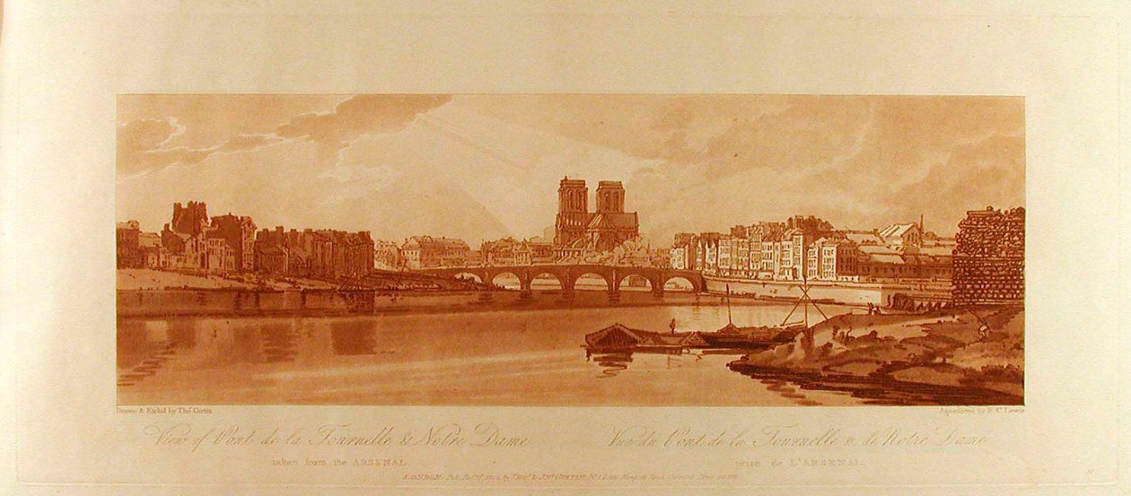 Ansicht der Pont de la Tournelle & Notre Dame vom Arsenal aus de Thomas Girtin