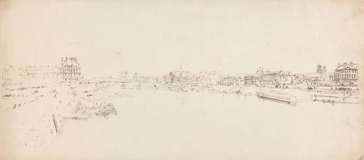 Vista das Tuileries e Ponte tirada da Pont de la Concorde de Thomas Girtin