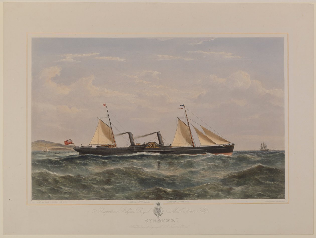 Navio a vapor "Giraffe" dos Correios Reais de Glasgow e Belfast de Thomas Goldsworth Dutton