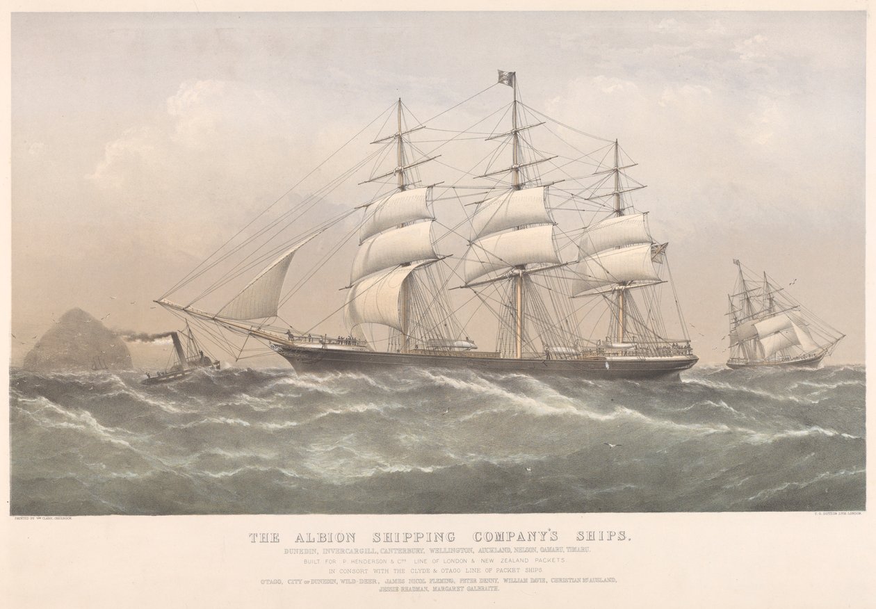 Os navios da Albion Shipping Company (litografia a cores) de Thomas Goldsworth Dutton