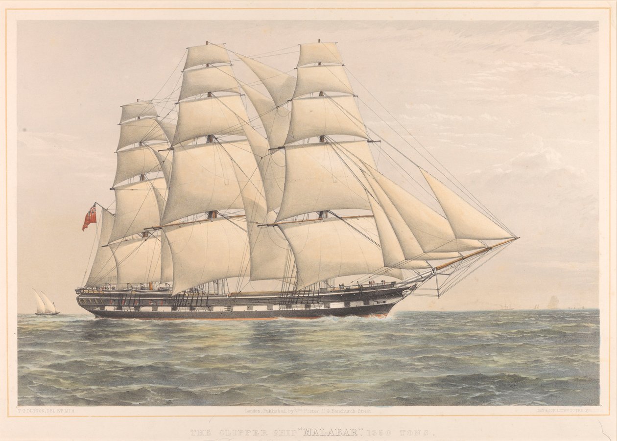 O navio Clipper Malabar 1350 Toneladas de Thomas Goldsworth Dutton