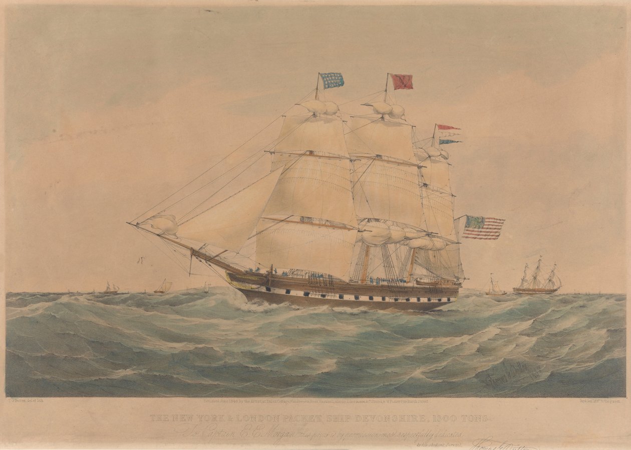 O navio de carga "Devonshire" de Nova Iorque e Londres, 1300 toneladas de Thomas Goldsworth Dutton