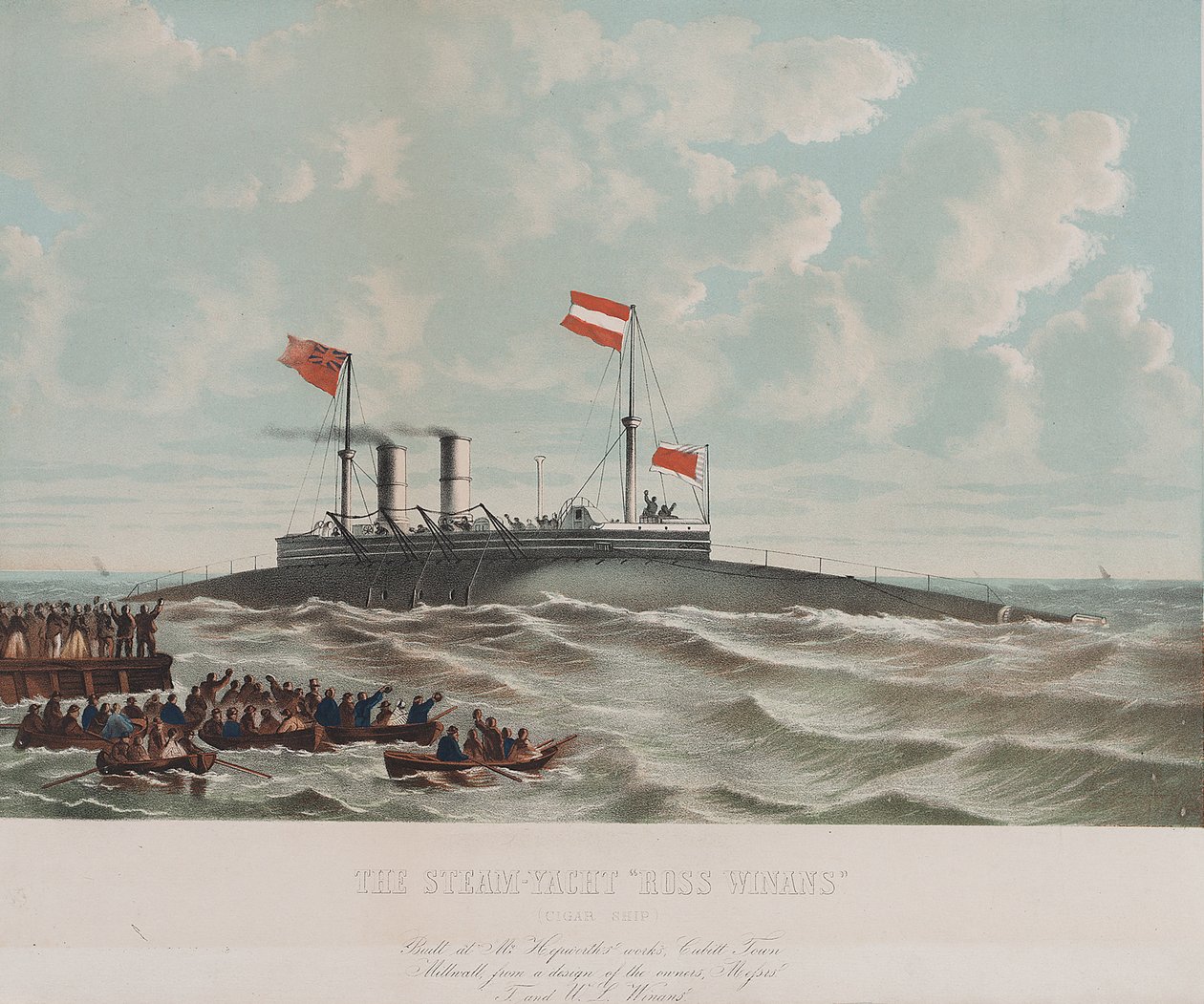 O iate a vapor Ross Winan (barco charuto), construído em Millwall (Inglaterra). Litografia (33,1x43,4 cm), de Thomas Goldsworth Dutton (ca. 1819-1891) de Thomas Goldsworth Dutton