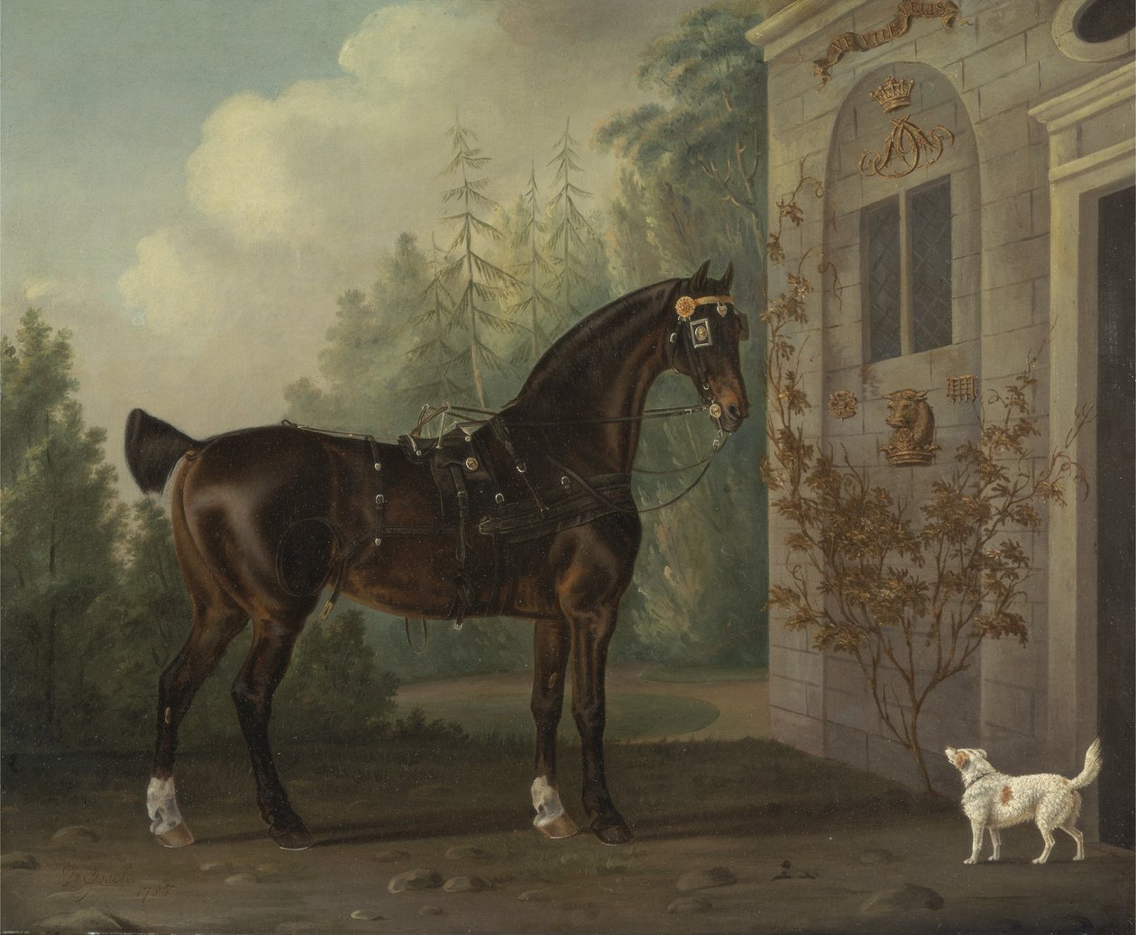 Cavalo de carruagem Dark Bay de Lord Abergavenny com um terrier de Thomas Gooch