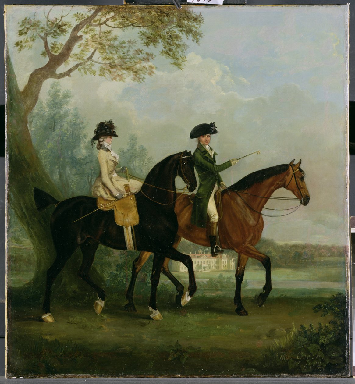 O HON. Marcia Pitt Cavalgando com seu irmão, o Exmo. George Pitt (mais tarde 2º Lord Rivers) no Parque de Stratfield Saye House, 1782 de Thomas Gooch