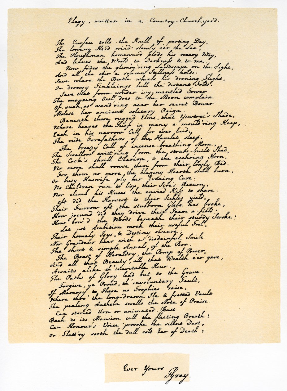 Elegia, escrita em um cemitério rural, em 18 de dezembro de 1750. de Thomas Gray