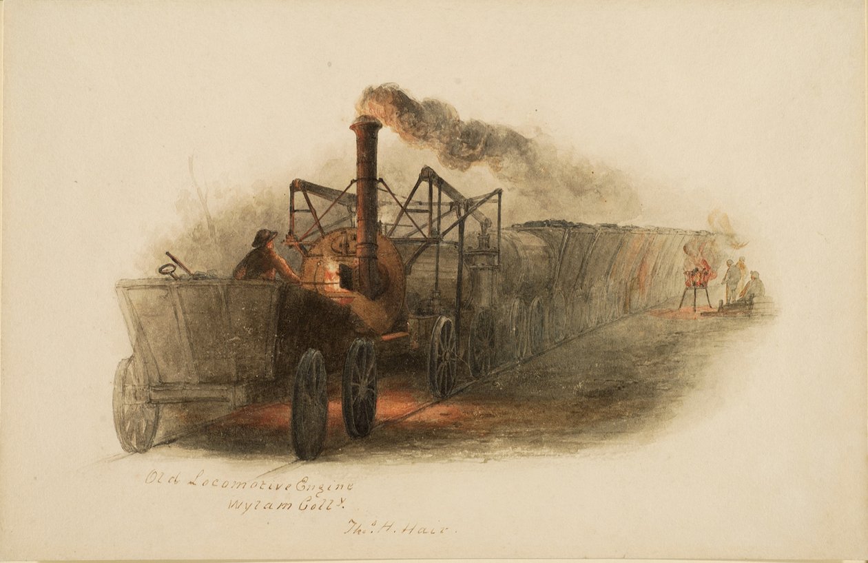 Motor locomotivo velho, mina de carvão de Wylam de Thomas H. Hair