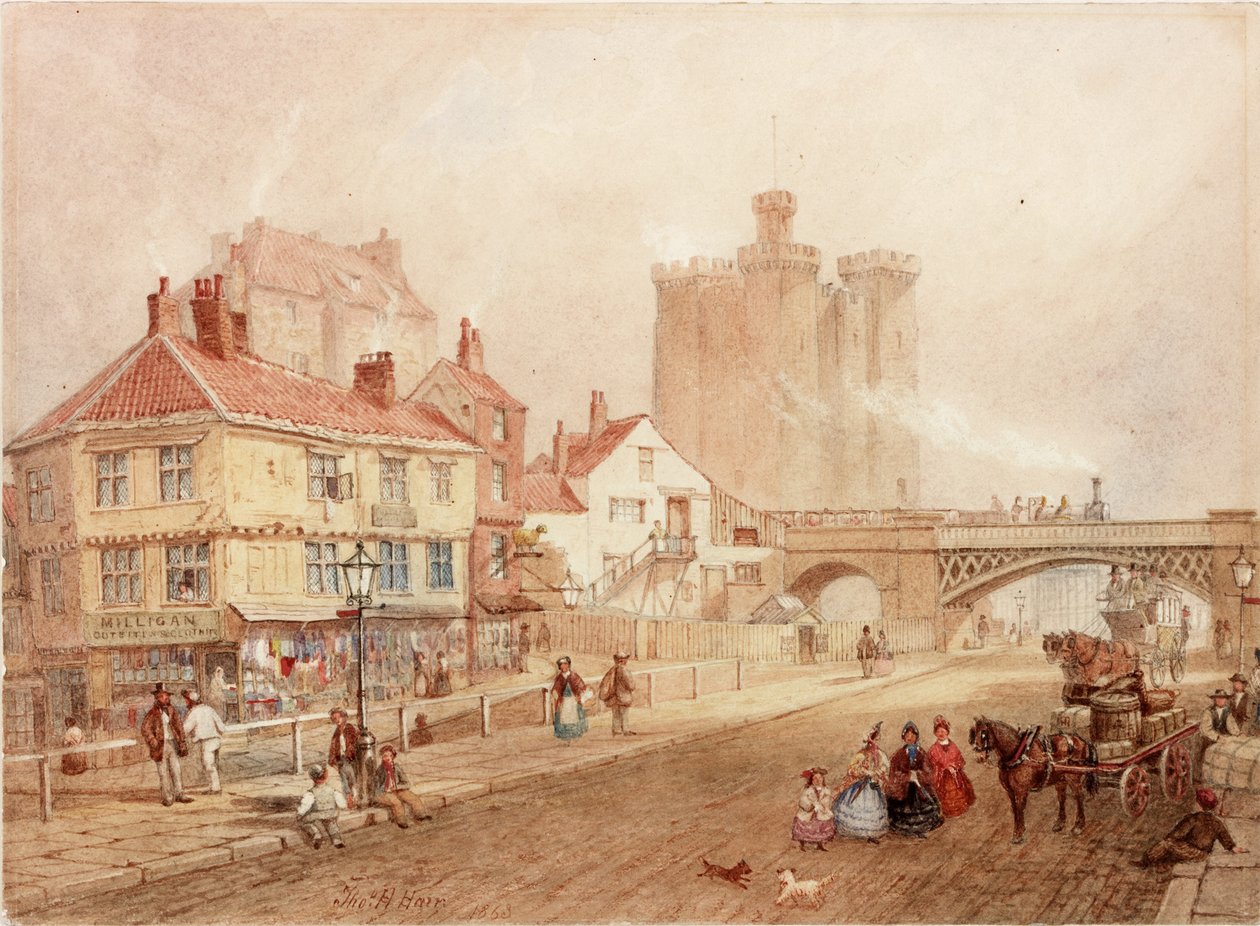 Rua de São Nicolau, Newcastle upon Tyne (bodycolour) de Thomas H. Hair