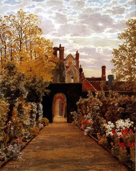 Manhã de Outubro nos Jardins, Loseley, Surrey de Thomas H. Hunn