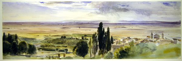 Frascati da Villa Aldobrandini (aguarela sobre papel) de Thomas Hartley Cromek