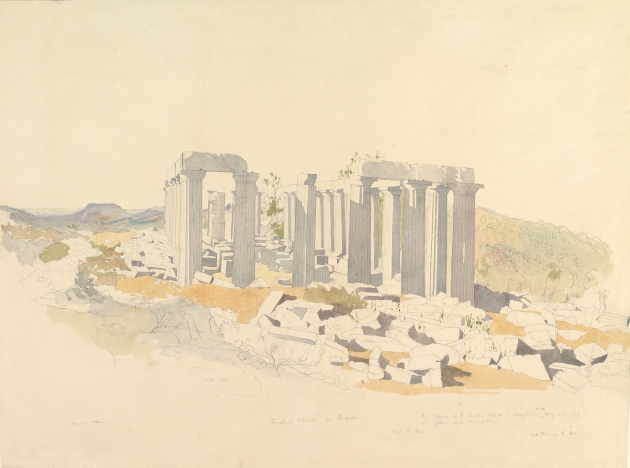 O Templo de Apolo em Bassae, 1843. de Thomas Hartley Cromek