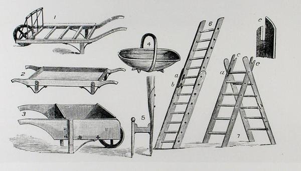 Carrinhos de mão, trug e escadas, de Thomas Mawson
