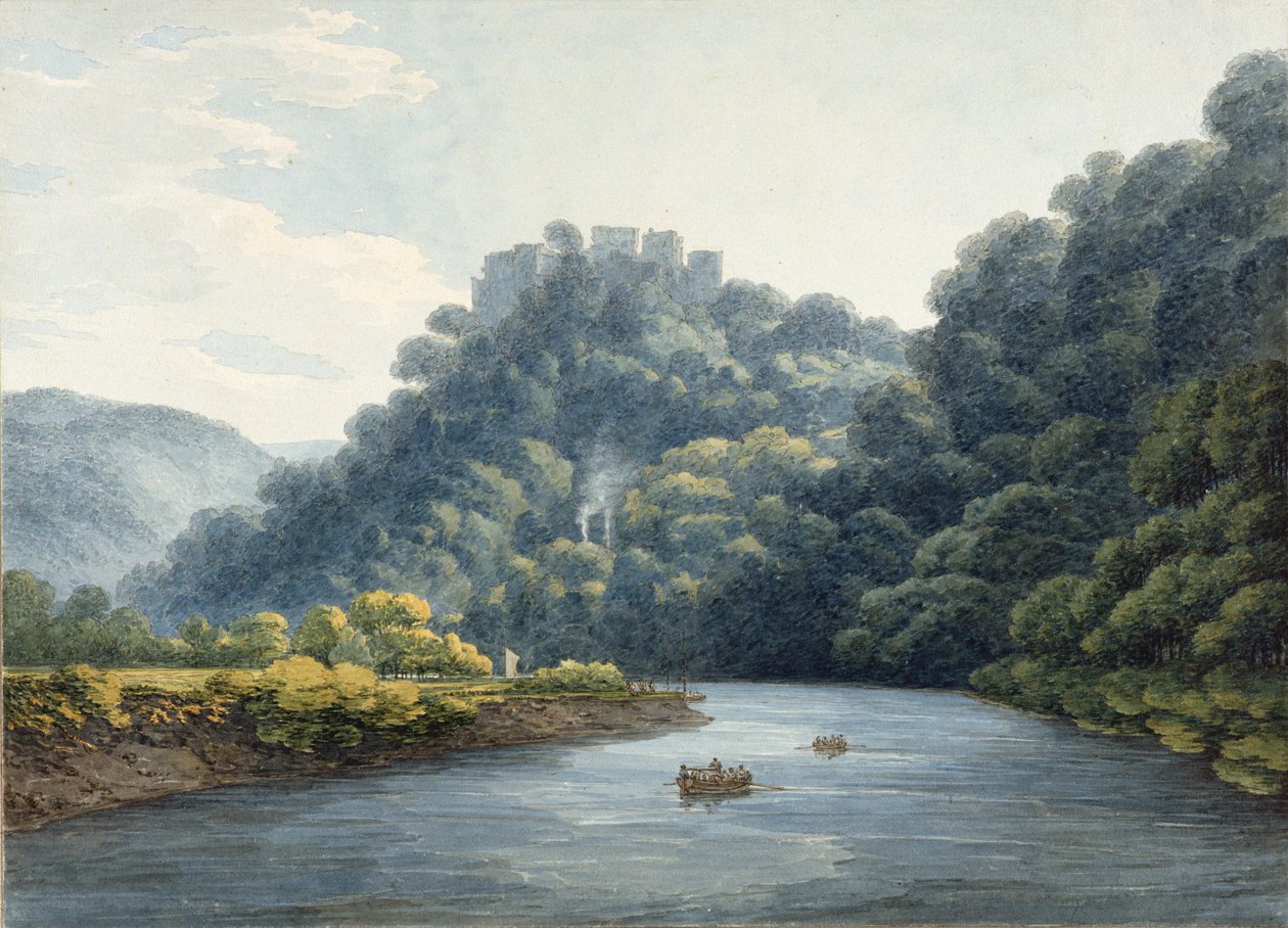 Goodrich Castle on the Wye (wc, caneta e tinta, giz e lápis sobre papel) de Thomas Hearne