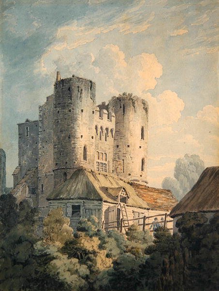 Castelo de Saltwood (aguarela sobre papel) de Thomas Hearne