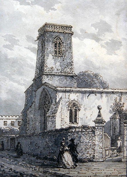 São Pedro na Igreja do Leste (tinta castanha e lavagem cinzenta) de Thomas Hearne