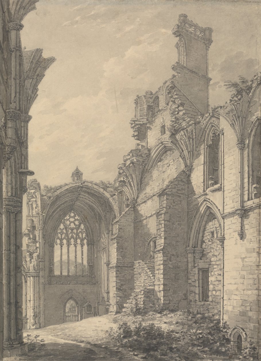 Transept of Melrose Abbey, 1778 Perto da velha Melrose no rio Tweed, Roxburgh de Thomas Hearne