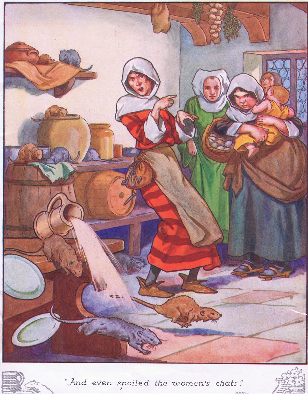 E até estragou as conversas das mulheres (litografia a cores) de Thomas Heath Robinson