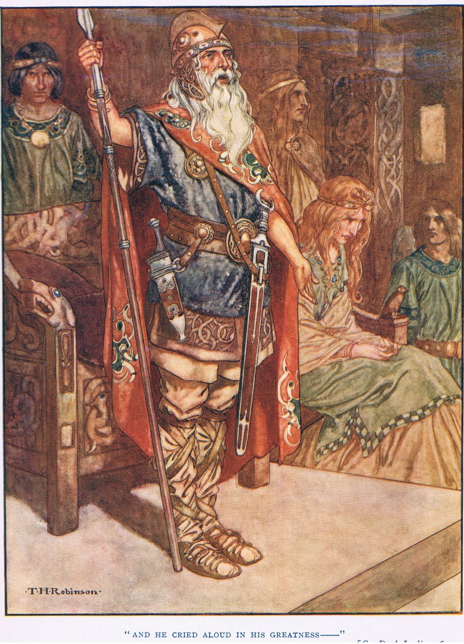 E ele gritou em voz alta na sua grandeza (litografia) de Thomas Heath Robinson