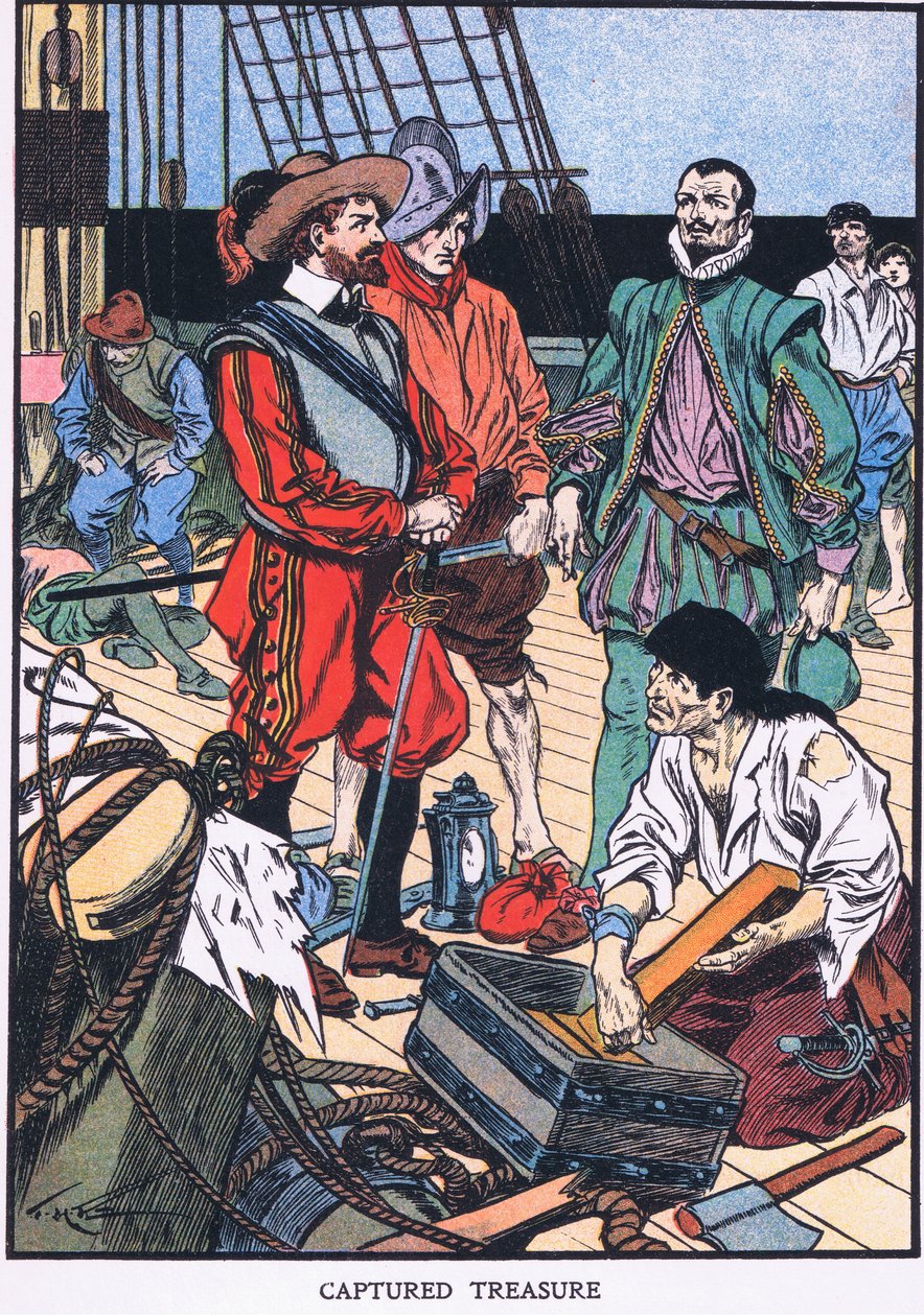 Tesouro capturado (litografia a cores) de Thomas Heath Robinson